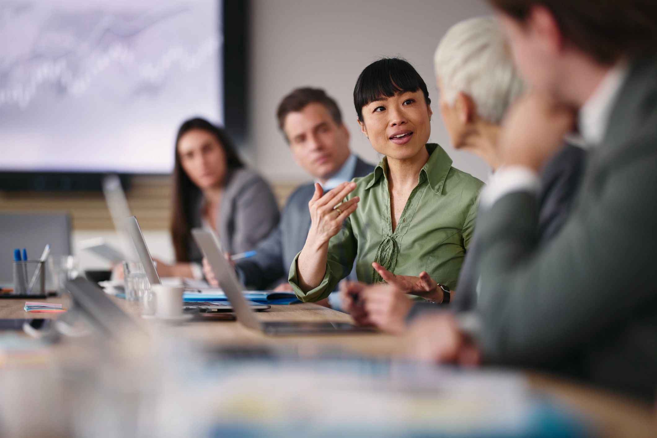 Professional team member in a business meeting